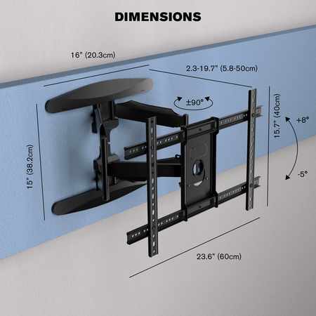 Promounts Full Motion TV Wall Mount for TVs 42 in. - 82 in. Up to 100 lbs MA641
